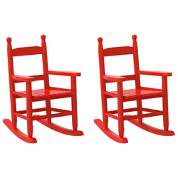 vidaXL Rocking Chairs for Children Outdoor Chair 2 pcs Black Solid Wood Poplar - red, 2 pcs