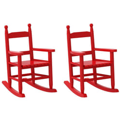 vidaXL Rocking Chairs for Children Outdoor Chair 2 pcs Black Solid Wood Poplar - red, 2 pcs