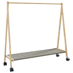 vidaXL Clothes Rack with Shelves and Wheels 106x34x106.5 cm Bamboo coat rack