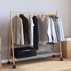 vidaXL Clothes Rack with Shelves and Wheels 106x34x106.5 cm Bamboo coat rack