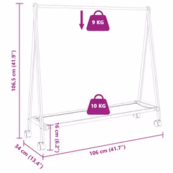 vidaXL Clothes Rack with Shelves and Wheels 106x34x106.5 cm Bamboo coat rack - Additional view 8