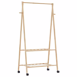 vidaXL Clothes Rack with Shelves and Wheels 96x45.5x155.5 cm Bamboo coat rack