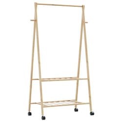 vidaXL Clothes Rack with Shelves and Wheels 96x45.5x155.5 cm Bamboo coat rack