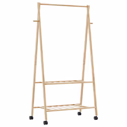 vidaXL Clothes Rack with Shelves and Wheels 96x45.5x155.5 cm Bamboo coat rack - Additional view 5
