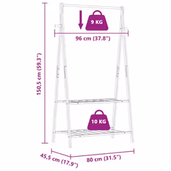 vidaXL Clothes Rack with Shelves 96x45.5x150.5 cm Bamboo coat rack