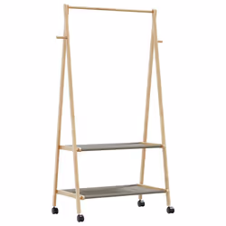 vidaXL Clothes Rack with Shelves and Wheels 96x45.5x155.5 cm Bamboo coat rack