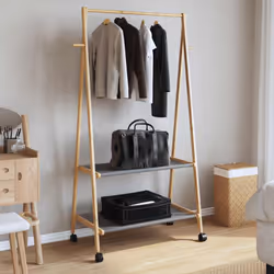 vidaXL Clothes Rack with Shelves and Wheels 96x45.5x155.5 cm Bamboo coat rack