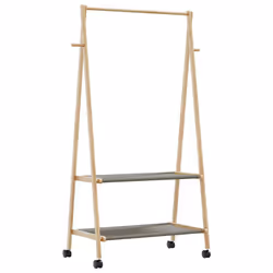 vidaXL Clothes Rack with Shelves and Wheels 96x45.5x155.5 cm Bamboo coat rack - Additional view 5