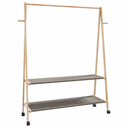 vidaXL Clothes Rack with Shelves and Wheels 132x45.5x155.5 cm Bamboo coat rack