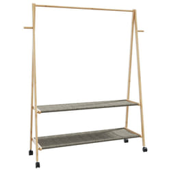 vidaXL Clothes Rack with Shelves and Wheels 132x45.5x155.5 cm Bamboo coat rack