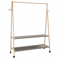vidaXL Clothes Rack with Shelves and Wheels 132x45.5x155.5 cm Bamboo coat rack - Additional view 5