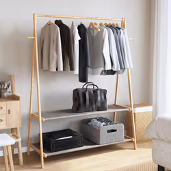 vidaXL Clothes Rack with Shelves 132x45.5x150.5 cm Bamboo coat rack