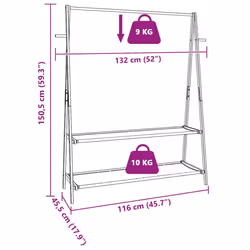 vidaXL Clothes Rack with Shelves 132x45.5x150.5 cm Bamboo coat rack - Additional view 8