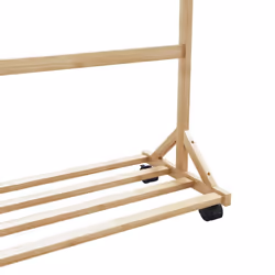 vidaXL Clothes Rack with Hooks and Wheels 100x35x157 cm Bamboo coat rack - Additional view 7