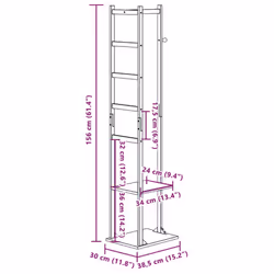 vidaXL Coat Stand with Hooks and Shelves 38.5x30x156 cm Bamboo coat rack - Additional view 3