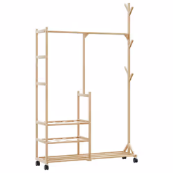 vidaXL Clothes Rack with Shelves and Wheels 100x38x175.5 cm Bamboo coat rack - Additional view 5