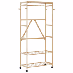 vidaXL Clothes Rack with Shelves Bamboo coat rack coat hook rack - 90 cm