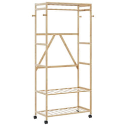 vidaXL Clothes Rack with Shelves Bamboo coat rack coat hook rack - 90 cm