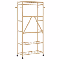 vidaXL Clothes Rack with Shelves Bamboo coat rack coat hook rack - 90 cm - Additional view 4
