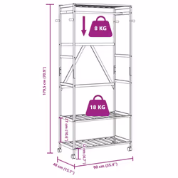 vidaXL Clothes Rack with Shelves Bamboo coat rack coat hook rack - 90 cm - Additional view 7