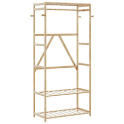 vidaXL Clothes Rack with Shelves Bamboo coat rack coat hook rack - 80 cm