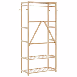 vidaXL Clothes Rack with Shelves Bamboo coat rack coat hook rack - 80 cm - Additional view 4