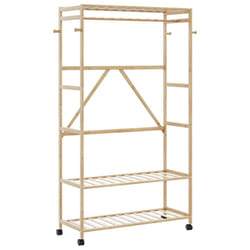 vidaXL Clothes Rack with Shelves and Wheels 110x40x180 cm Bamboo coat rack