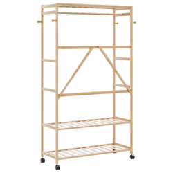 vidaXL Clothes Rack with Shelves and Wheels 110x40x180 cm Bamboo coat rack - Additional view 4