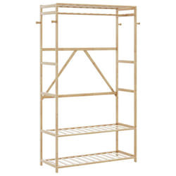 vidaXL Clothes Rack with Shelves Bamboo coat rack coat hook rack - 110 cm