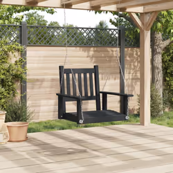 vidaXL Garden Swing Bench with Metal Chains Haning Bench Black Solid Wood Fir - black, 73.5 x 65 x 63 cm - Additional view 2