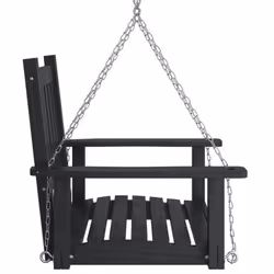 vidaXL Garden Swing Bench with Metal Chains Haning Bench Black Solid Wood Fir - black, 73.5 x 65 x 63 cm - Additional view 4