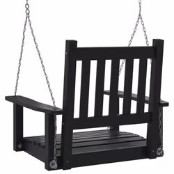 vidaXL Garden Swing Bench with Metal Chains Haning Bench Black Solid Wood Fir - black, 73.5 x 65 x 63 cm - Additional view 5