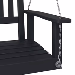 vidaXL Garden Swing Bench with Metal Chains Haning Bench Black Solid Wood Fir - black, 73.5 x 65 x 63 cm - Additional view 6