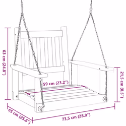 vidaXL Garden Swing Bench with Metal Chains Haning Bench Black Solid Wood Fir - black, 73.5 x 65 x 63 cm - Additional view 7