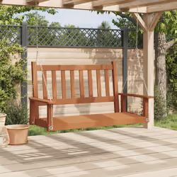 vidaXL Garden Swing Bench with Metal Chains Haning Bench Black Solid Wood Fir - brown, 115 x 65 x 63 cm - Additional view 2