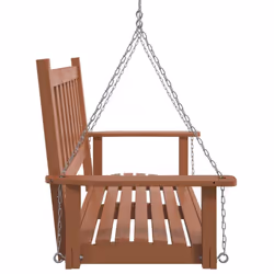 vidaXL Garden Swing Bench with Metal Chains Haning Bench Black Solid Wood Fir - brown, 115 x 65 x 63 cm - Additional view 4