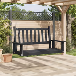 vidaXL Garden Swing Bench with Metal Chains Haning Bench Black Solid Wood Fir - black, 115 x 65 x 63 cm - Additional view 2