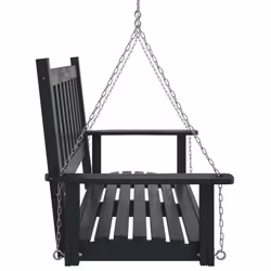 vidaXL Garden Swing Bench with Metal Chains Haning Bench Black Solid Wood Fir - black, 115 x 65 x 63 cm - Additional view 4