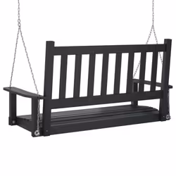 vidaXL Garden Swing Bench with Metal Chains Haning Bench Black Solid Wood Fir - black, 115 x 65 x 63 cm - Additional view 5