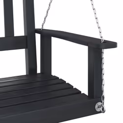 vidaXL Garden Swing Bench with Metal Chains Haning Bench Black Solid Wood Fir - black, 115 x 65 x 63 cm - Additional view 6