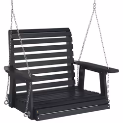 vidaXL Garden Swing Chair with Metal Chains Patio Hanging Chair Solid Wood Fir - black, 72 x 63 x 56 cm