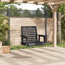vidaXL Garden Swing Chair with Metal Chains Patio Hanging Chair Solid Wood Fir - black, 72 x 63 x 56 cm