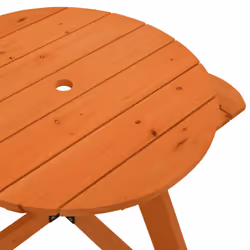 vidaXL Picnic Table for 4 Kids with Umbrella Play Table Round Solid Wood Fir - dark brown - Additional view 6