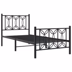 vidaXL Metal Bed Frame with Headboard Home Bed Base Bedstead - black, 80 x 200 cm/ with headboard & footboard - Additional view 2