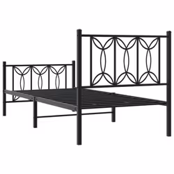 vidaXL Metal Bed Frame with Headboard Home Bed Base Bedstead - black, 80 x 200 cm/ with headboard & footboard - Additional view 5