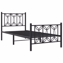 vidaXL Metal Bed Frame with Headboard Home Bed Base Bedstead - black, 90 x 200 cm/ with headboard & footboard - Additional view 2