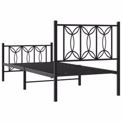 vidaXL Metal Bed Frame with Headboard Home Bed Base Bedstead - black, 90 x 200 cm/ with headboard & footboard - Additional view 5