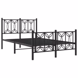 vidaXL Metal Bed Frame with Headboard Home Bed Base Bedstead - black, 120 x 190 cm/ with headboard & footboard - Additional view 2