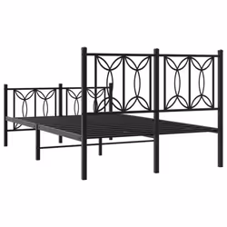 vidaXL Metal Bed Frame with Headboard Home Bed Base Bedstead - black, 120 x 190 cm/ with headboard & footboard - Additional view 5