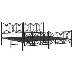 vidaXL Metal Bed Frame with Headboard Home Bed Base Bedstead - black, 193 x 203 cm/ with headboard & footboard - Additional view 2